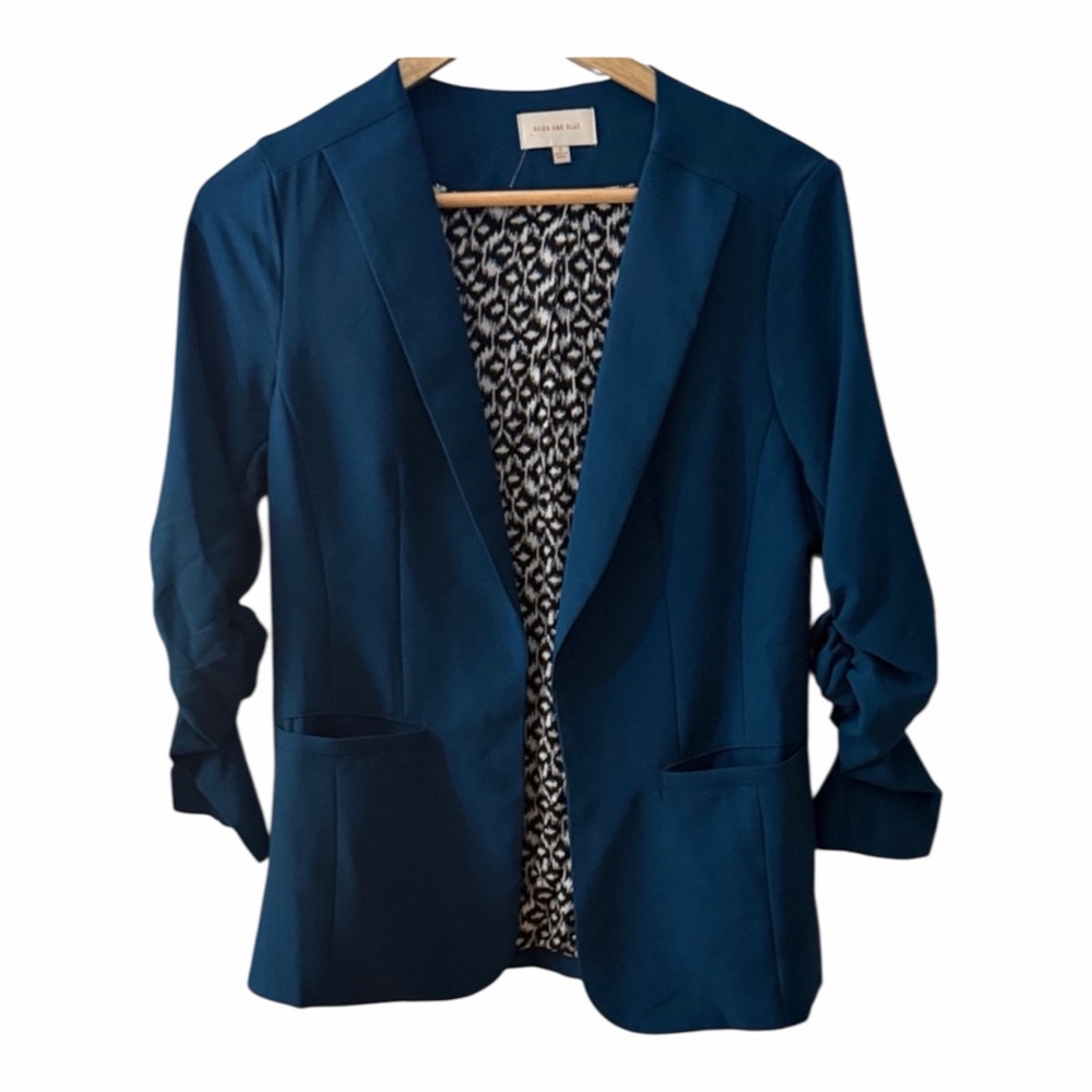 Skies are Blue Teal Open-Front Women's Blazer Jacket Small
